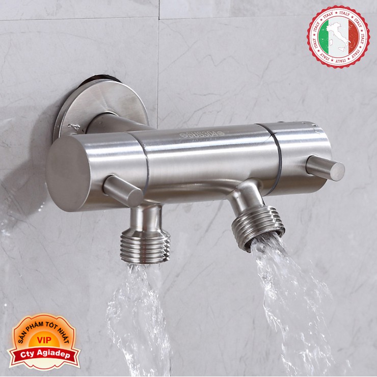 Vòi đôi tách nước 2 đường đóng ngắt riêng biệt SUS304 - Hàng cao cấp ITALIA