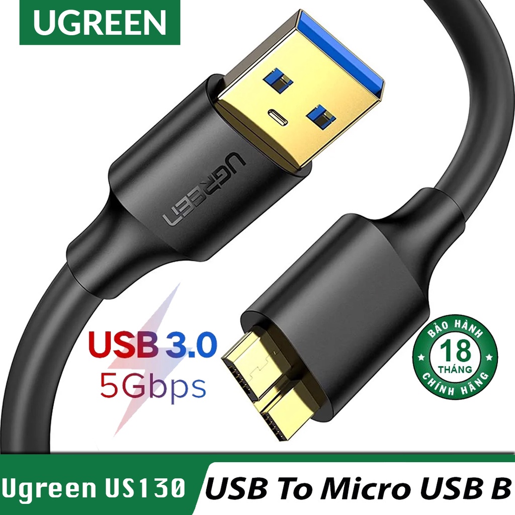 Cáp USB 3.0 dùng cho HDD 2.5 ing Chính hãng Ugreen 10365 10841 10840 10843 US130 (đầu Mạ Vàng)