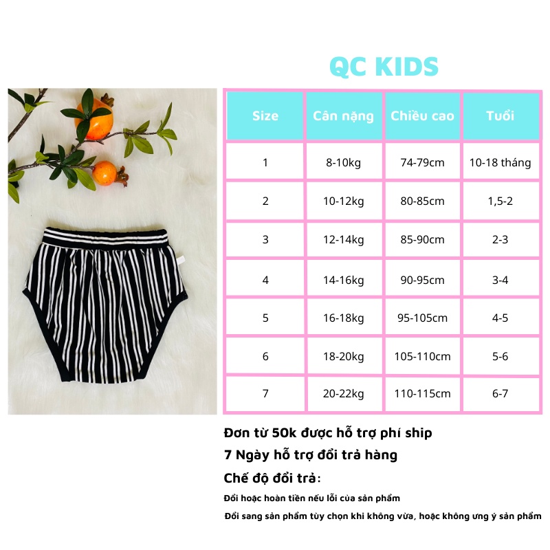 Quần chip bé gái bé trai chất liệu cotton co giãn 4 chiều mẫu kẻ cho bé 6-18kg