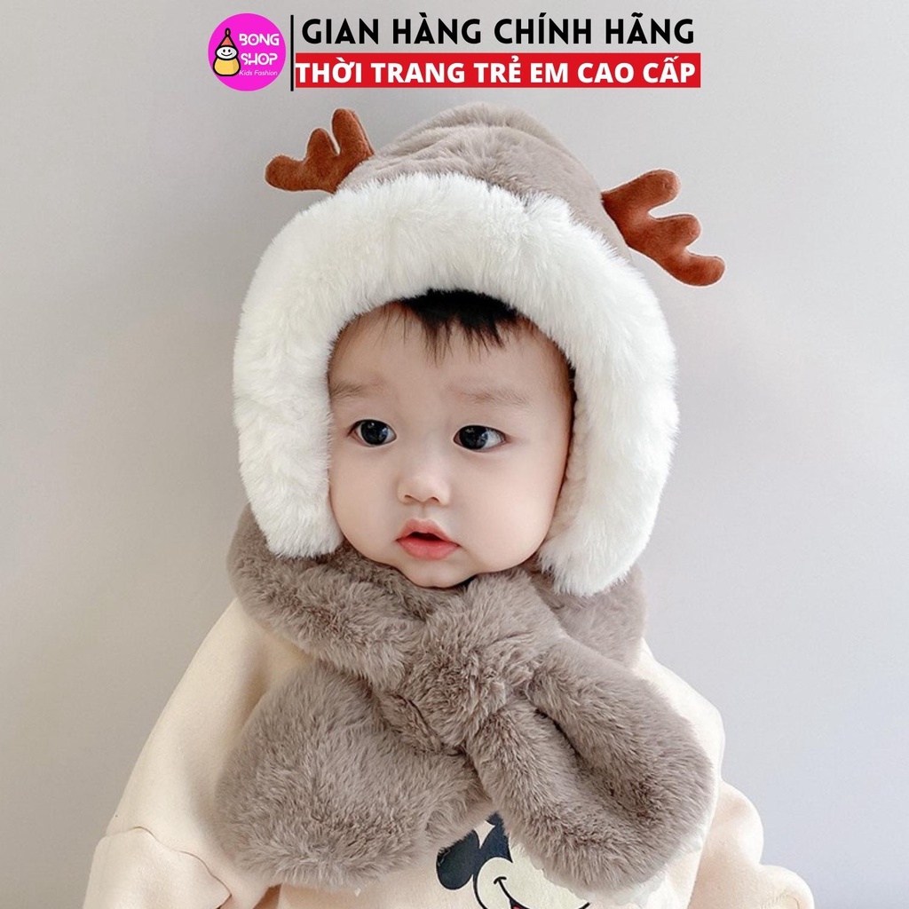 Mũ lông kèm khăn cho bé từ 1- 3t hình sừng hươu