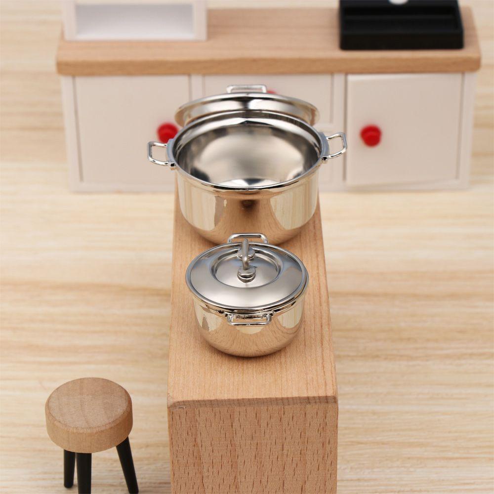 Mô Hình Nồi Nấu Ăn Mini Tỉ Lệ 1 / 12 Kèm Nắp Đậy Trang Trí Nhà Búp Bê