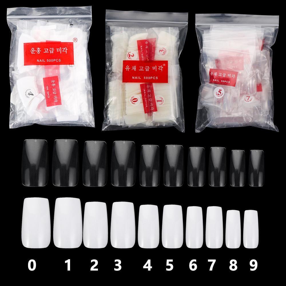 Túi 500 Móng Tay Giả Acrylic Trong Suốt 9 Kiểu Tự Nhiên