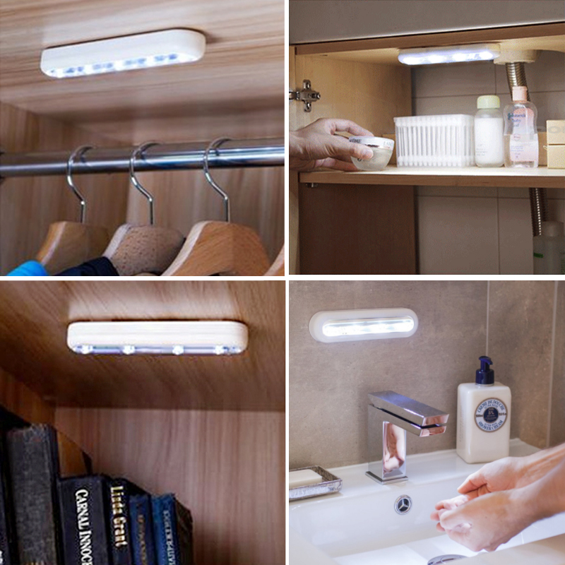 5 LED Wireless Cabinet Light With Adhesive Sticker/Battery Powered Lamp/Kitchen Bedroom Touch Light