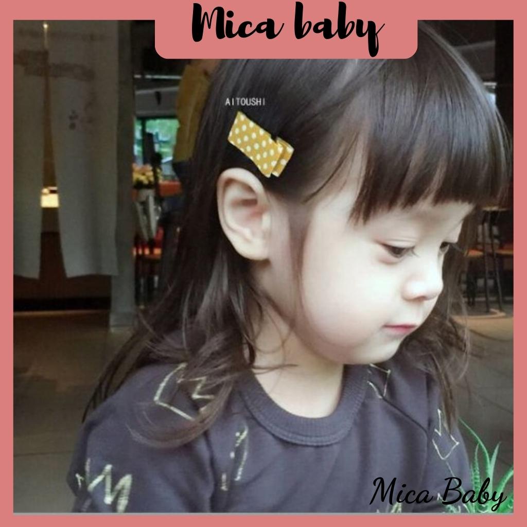 Set 6 kẹp tóc bọc vải kiểu dáng vintage dễ thương cho bé Mica Baby KT14