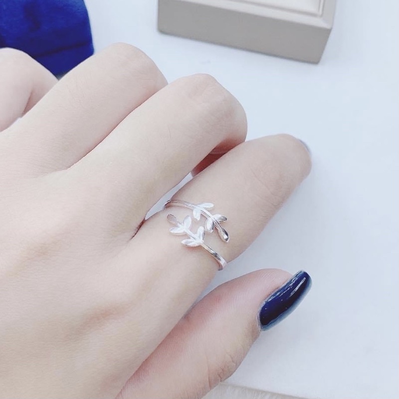 Nhẫn lá Bạc ta- Nhẫn nữ bạc ta chiếc lá - Vàng Bạc Khải Khải