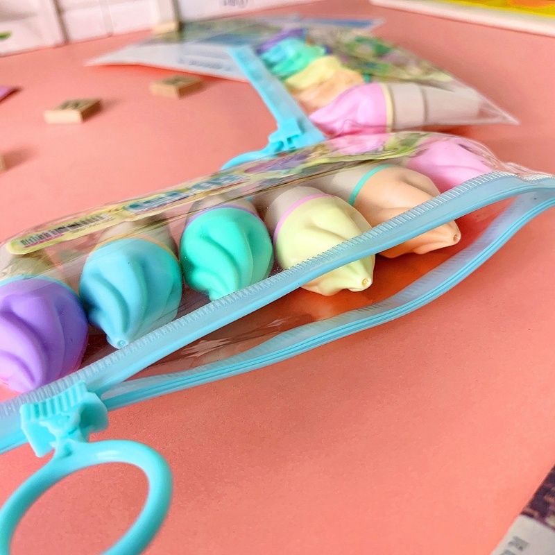 Bộ 6 Bút Dạ Quang Mini Hình Cây Kem Hoạt Hình Đáng Yêu