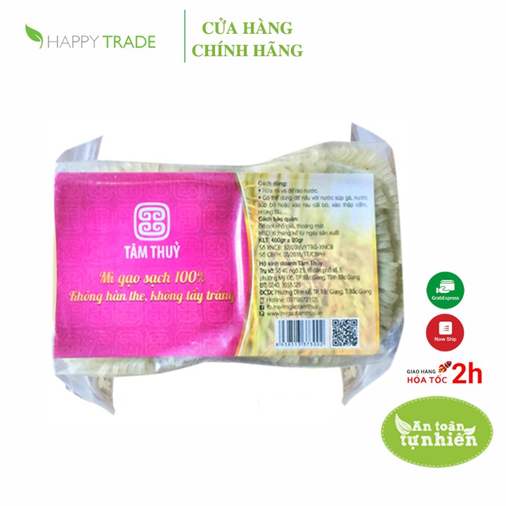 [Mã BMLTA50 giảm 10% đơn 99K] Mì gạo sạch quê Tâm Thuỷ sợi to (túi 400g)