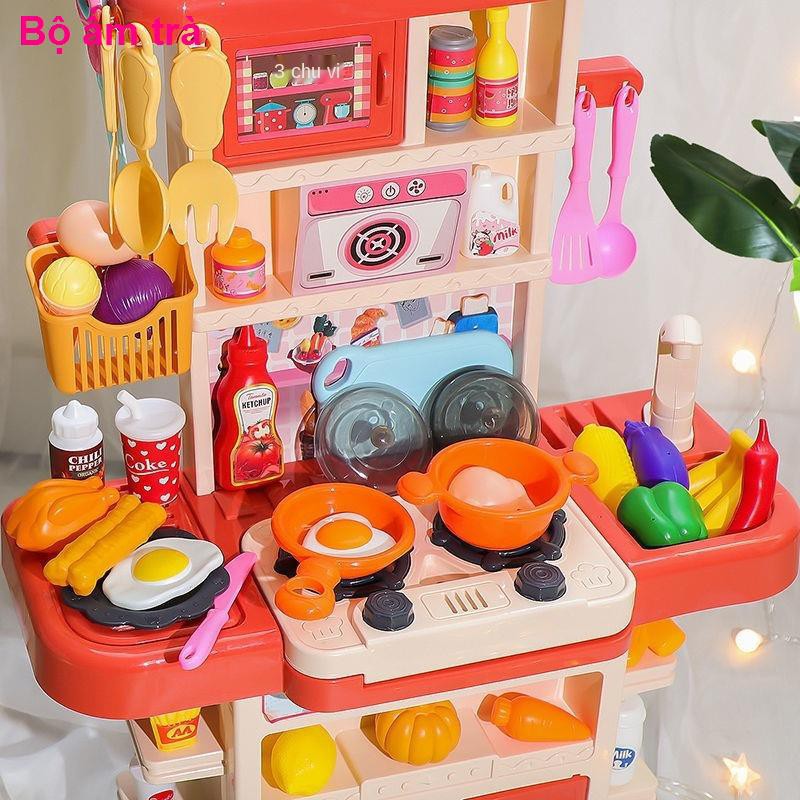Bộ đồ ăn trẻ em đồ chơi Bộ đồ chơi nhà bếp dành cho trẻ em hàng có thể nấu ăn cơm đầu bé Chichile phun đèn bàn gái