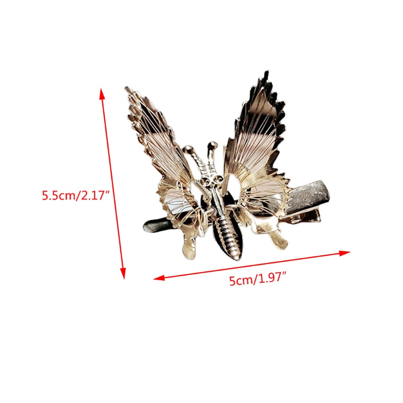 Kẹp Tóc Họa Tiết Bướm Bằng Kim Loại Màu Vàng/Bạc Cho Nữ