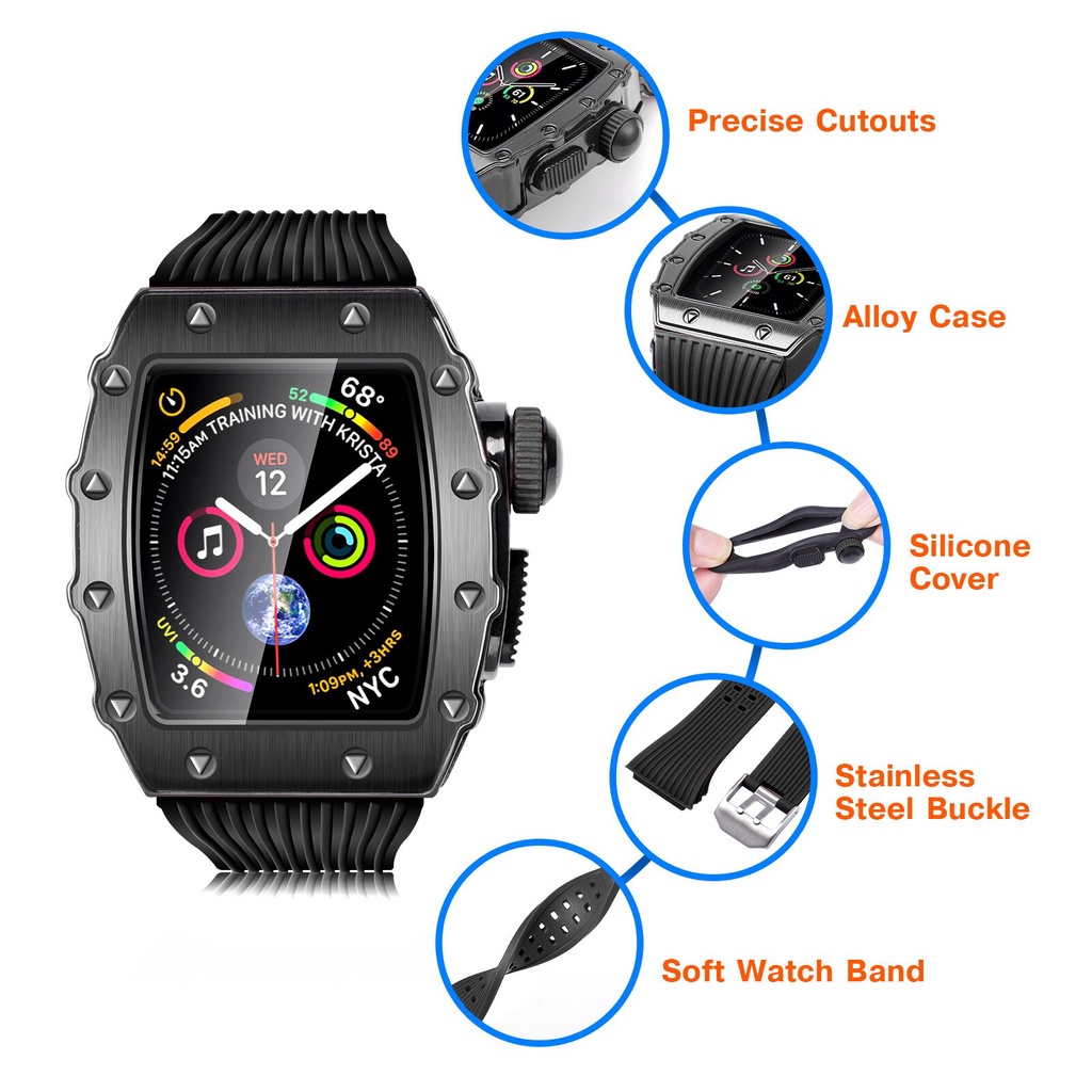 Dây Đeo Silicone 44mm 45mm 41mm 40Mm Cho iwatch series 7 6 se 5 4 3 2 1
