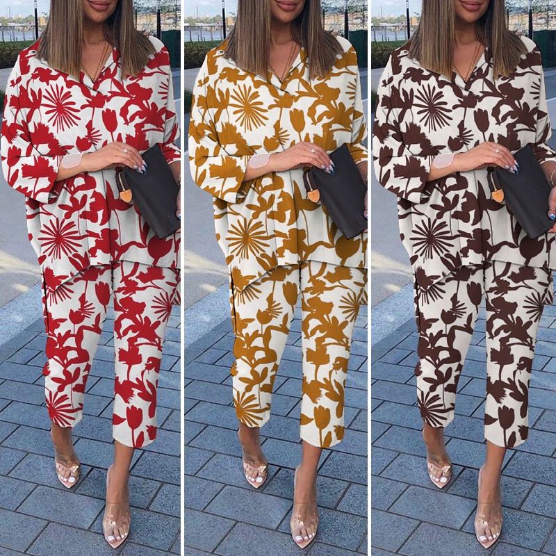 Zanzea Set Áo Thun Tay Lỡ Form Rộng Kèm Quần Dài Lưng Thun Thời Trang Nữ