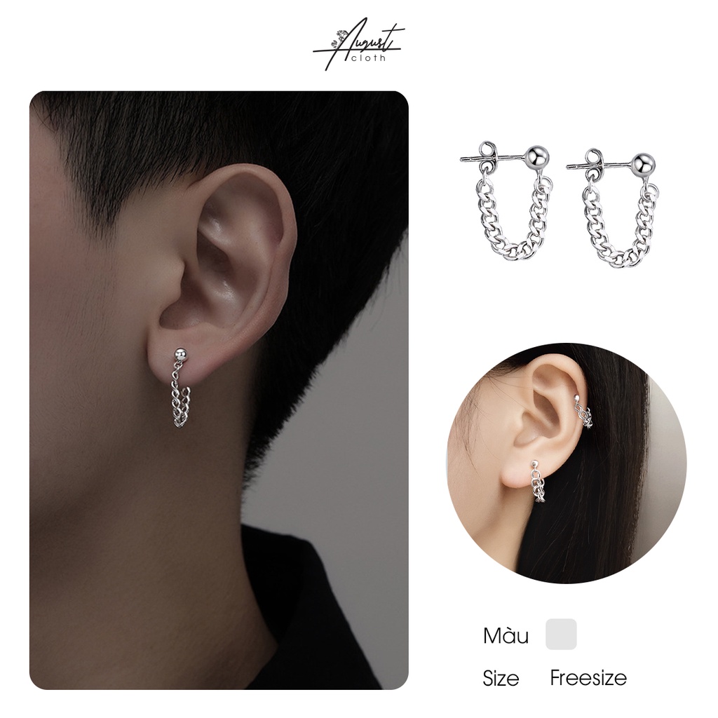 [Augustcloth | AugustJewelry] Bông tai/ Hoa tai hợp kim mắc xích ngắn phong cách Hàn Quốc
