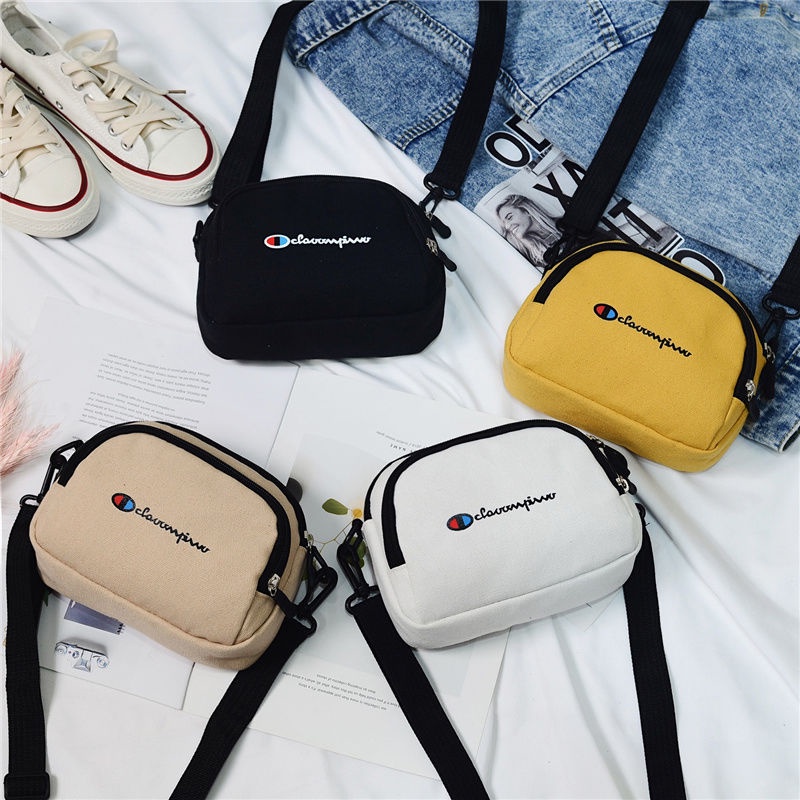 Túi Đeo Chéo Canvas Dáng Vuông Nhỏ Phong Cách Hàn Quốc Dễ Phối Đồ Thời Trang Cho Nữ