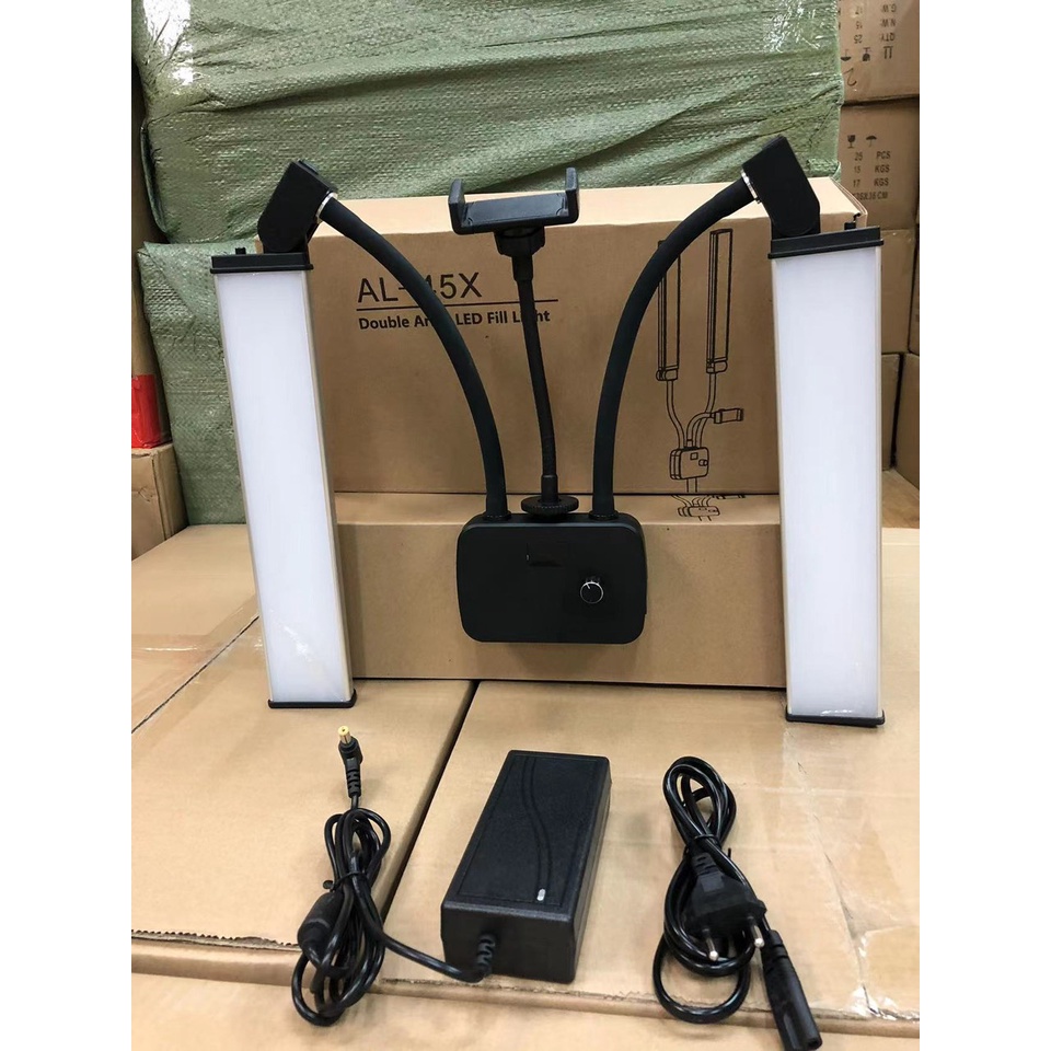 Đèn quay Tiktok 2 râu 3 màu LIVESTREAM chuyên dùng trong spa tattoo nối mi phun xăm trang điểm DOUBLE ARM LED