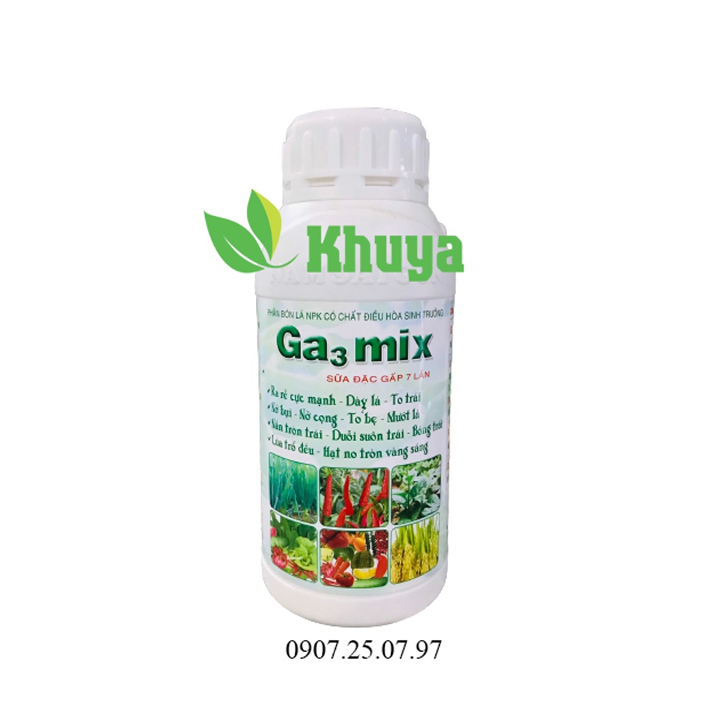 Phân Bón Lá NPK Ga3 Mix chai 500ml Ra Rễ - Dày Lá - Mướt Lá