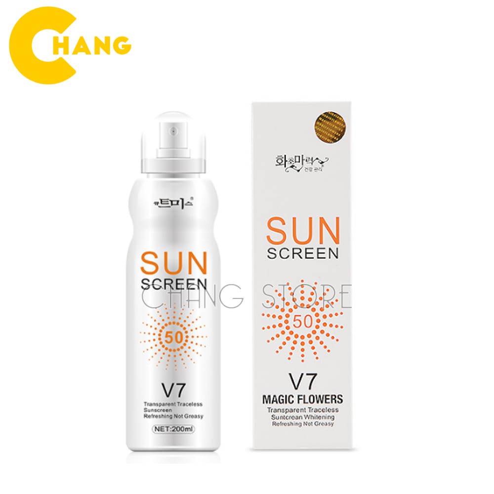 Xịt Chống Nắng, Xịt Nâng Tone Che Khuyết Điểm Sunscreen V7 Magic Flower 238ml