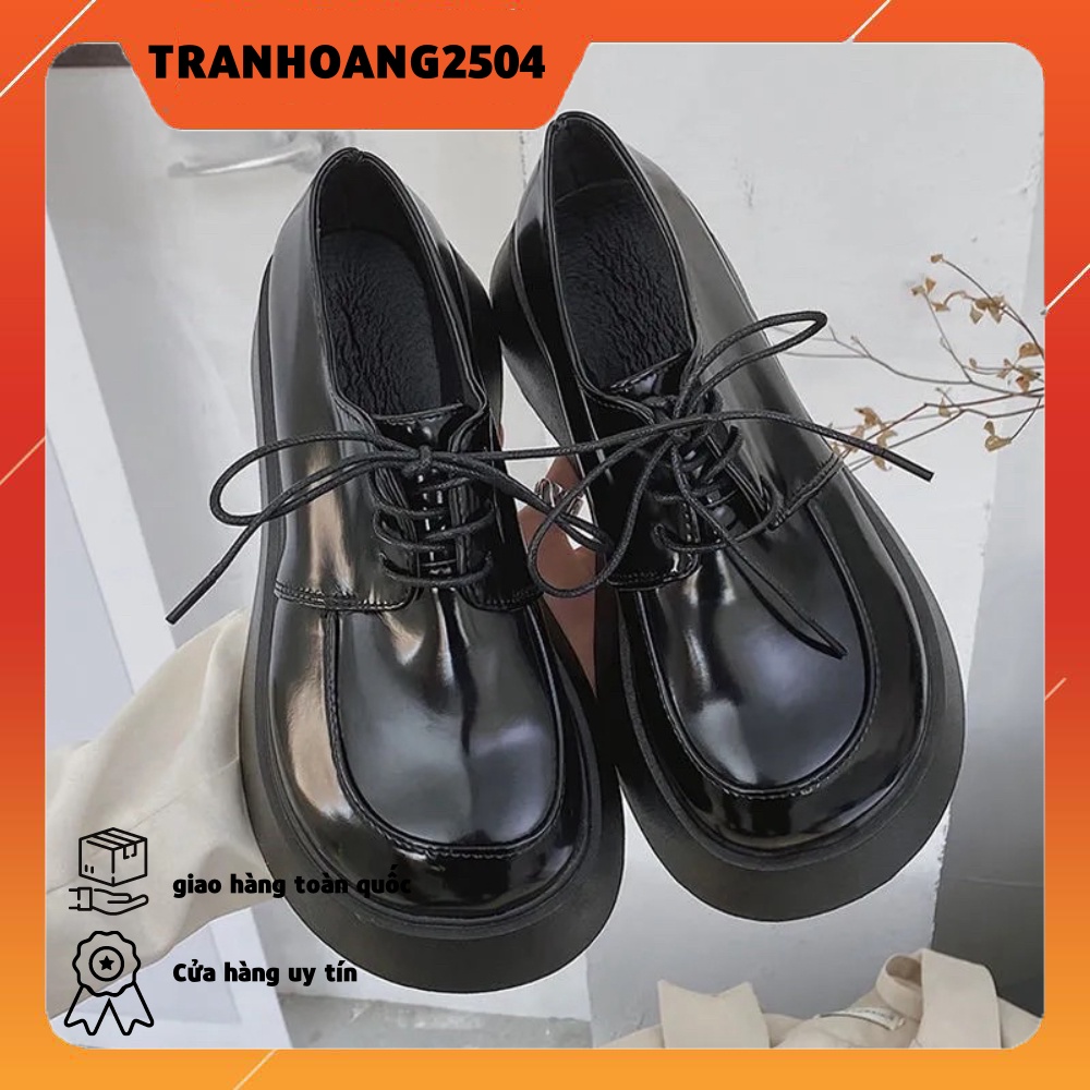 [SẴN-LOẠI1] Giày nữ oxford ulzzang lolita độn đế bằng cao to bự dày da bóng/trơn mũi vuông phong cách hàn quốc đẹp mới