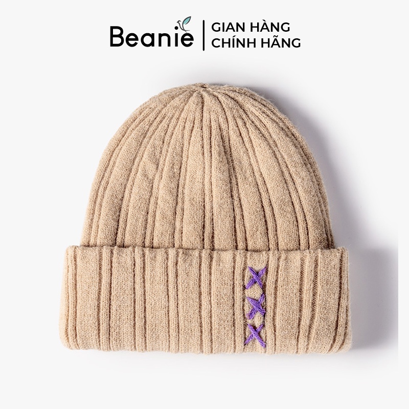 Mũ Len Thêu Chỉ Chữ X Vintage BEANIE Thời Trang Hàn Quốc, Nón Len Nam Nữ Unisex Nhiều Màu Cao Cấp Mùa Đông, Màu Đen B001