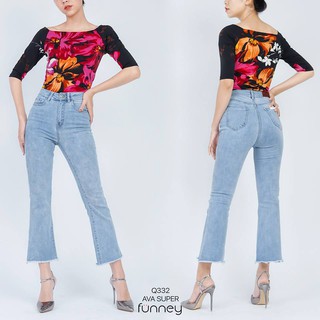 Quần Jean Nữ Lưng Cao 2019 Ống Loe Co Giản Cao Cấp
