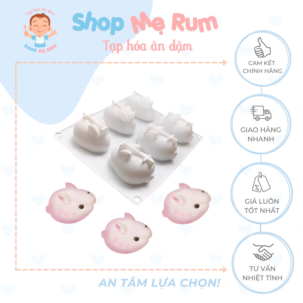 Khuôn Silicon Thỏ Làm Kẹo, Pudding, Bánh Cho Bé Ăn Dặm