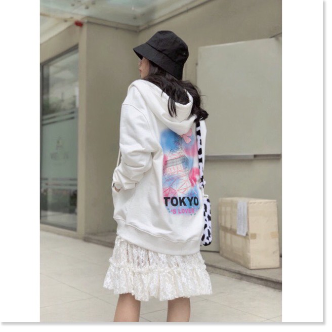 Áo Hoodie, Sweatshirt Nữ Nam Chất Nỉ Kiểu Dây Kéo Unisex TOKYO Phối Màu Huỳnh Quang