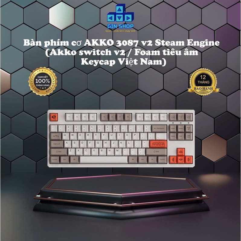 Bàn phím cơ AKKO 3087 v2 Steam Engine (Akko switch v2 / Foam tiêu âm / Keycap Việt Nam)