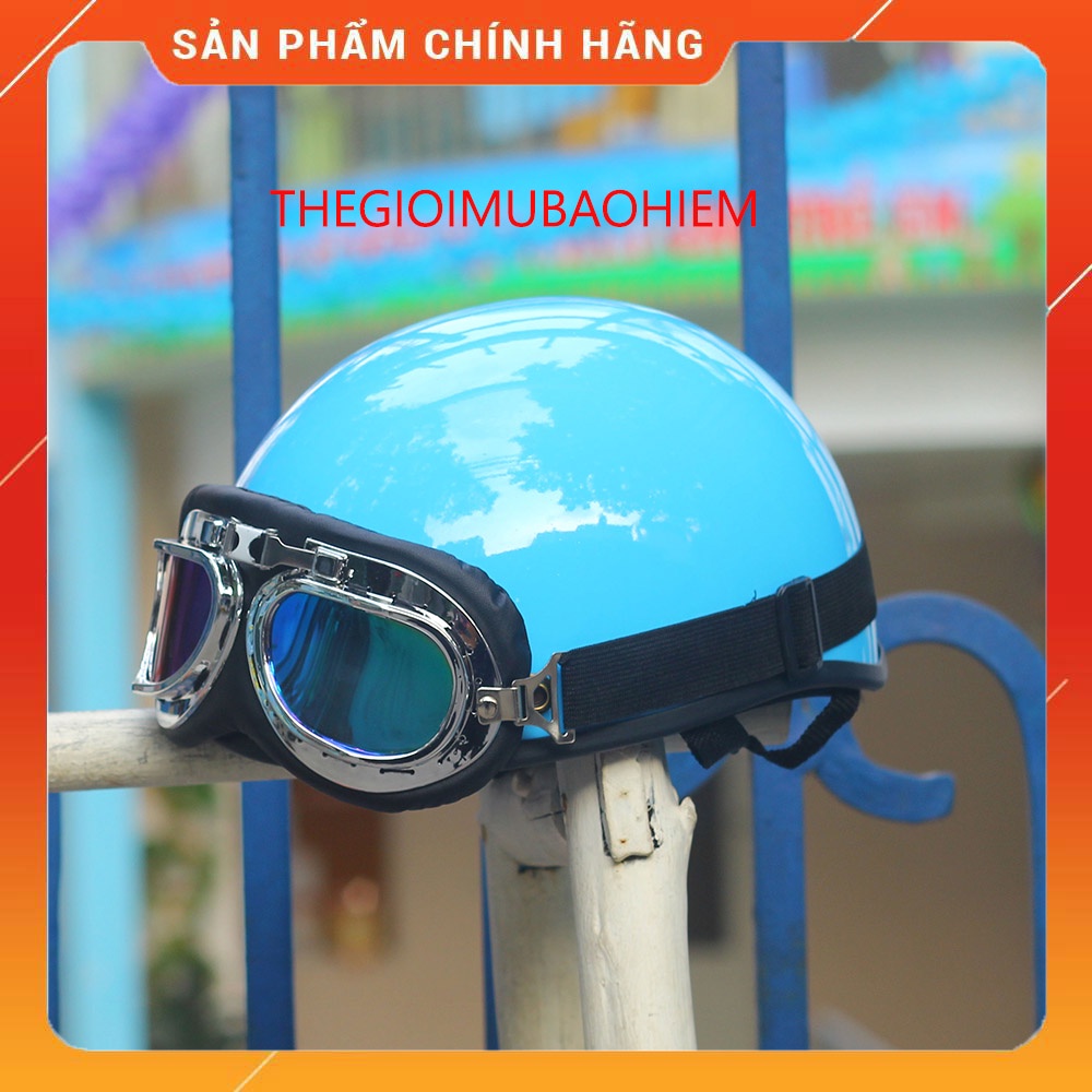 Mũ bảo hiểm nửa đầu có kèm kính uv,phi công màu xanh mint,nón 1/2 cao cấp hàng chính hãng bảo hành 12 tháng