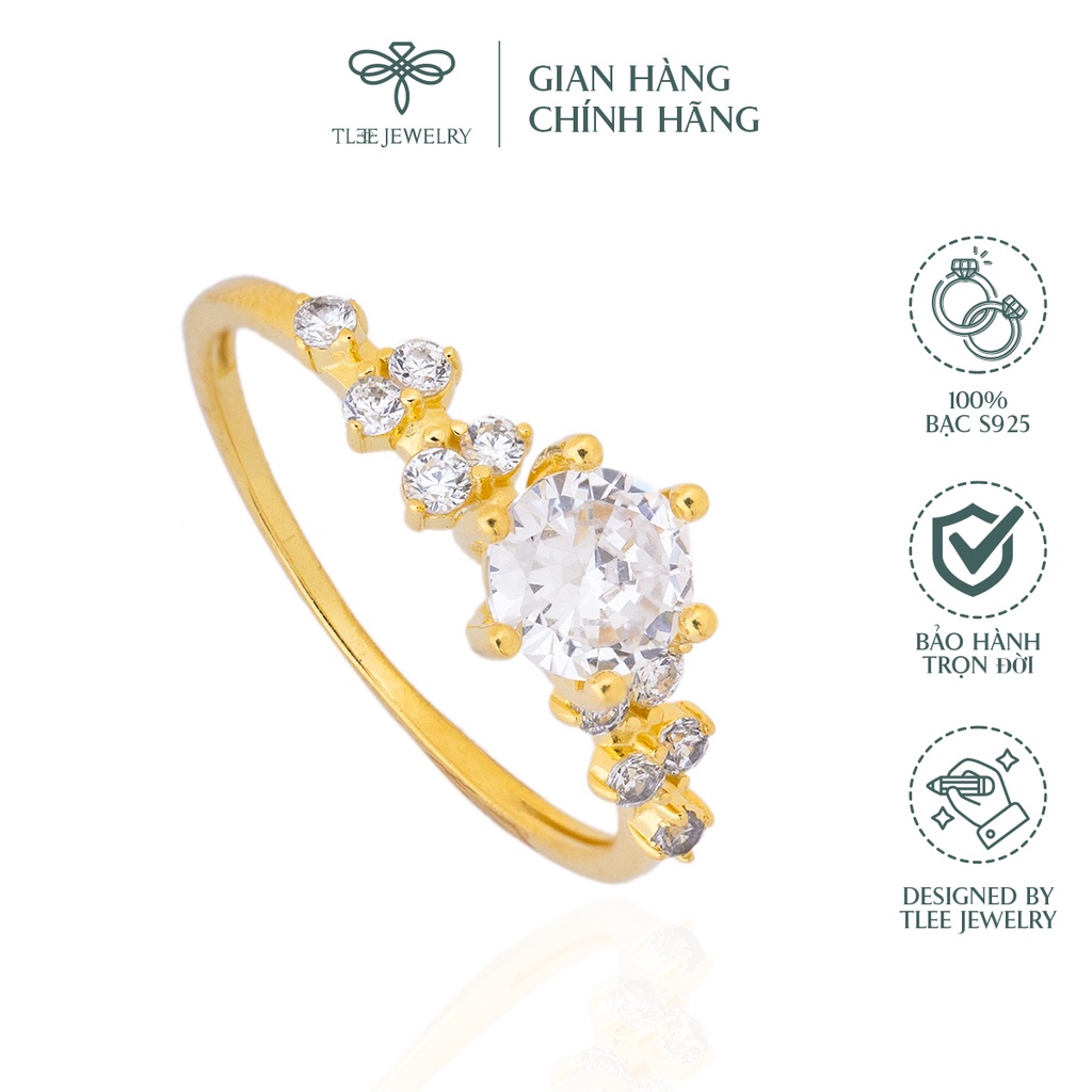 Nhẫn bạc nữ TLEE Elise Prince mạ vàng 14k đính đá sang trọng NCJ A0145