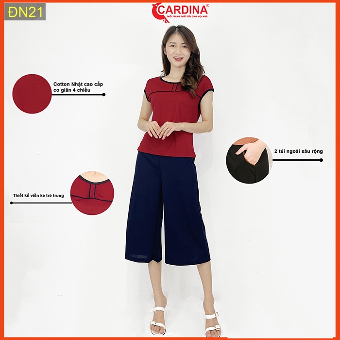 Đồ bộ nữ CARDINA chất cotton Nhật cao cấp quần ống sớ áo cộc tay mềm mại thoáng mát DN2.