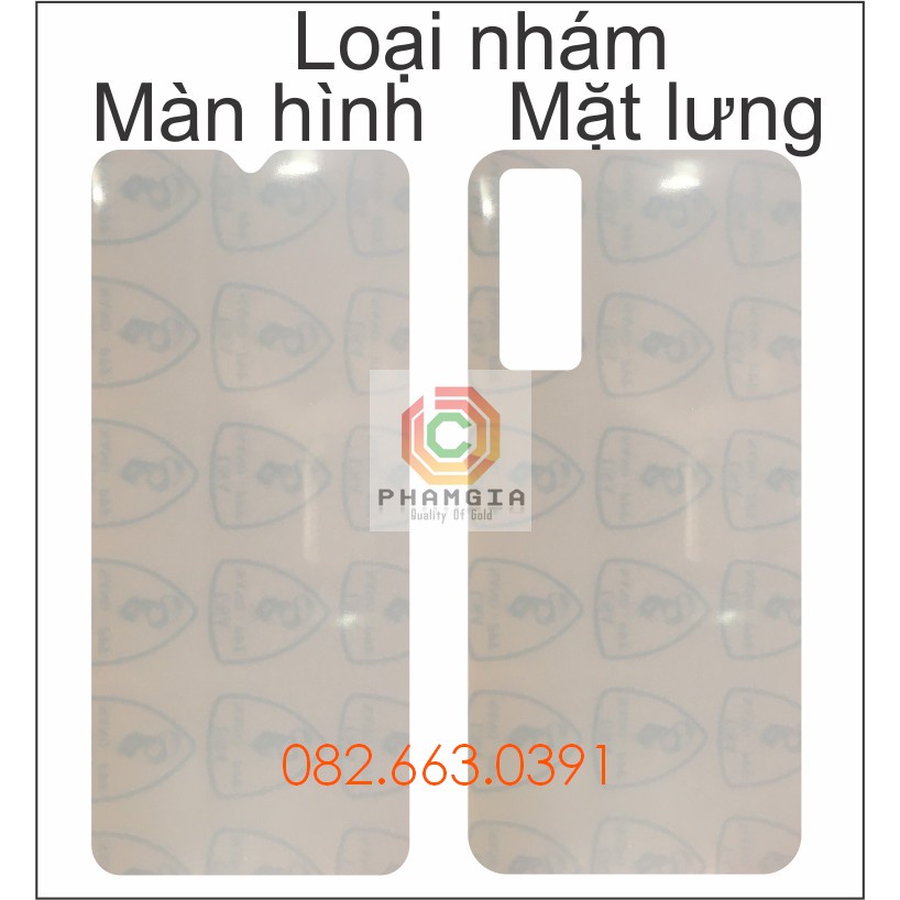 Dán PPF Vivo Y51 loại nhám, bóng dành cho màn hình, mặt lưng , mặt lưng full viền