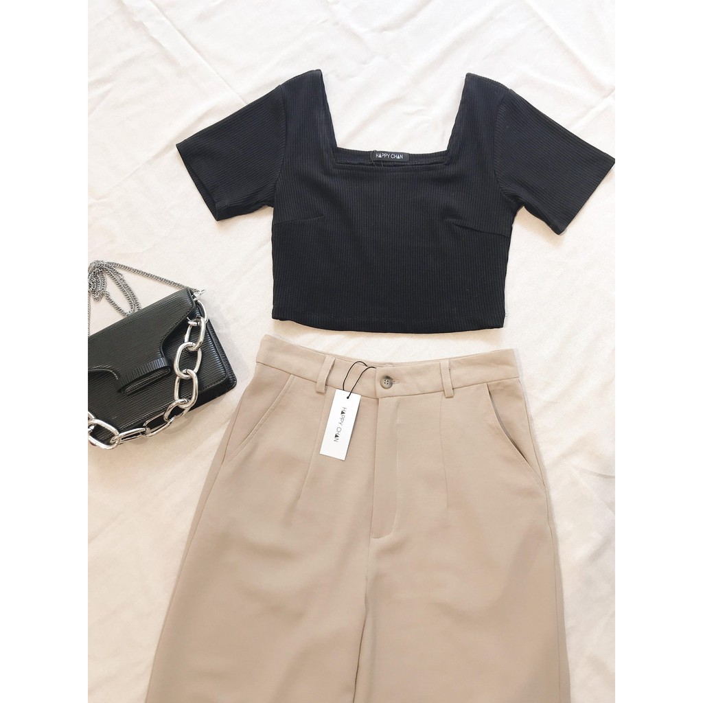 Áo croptop cổ vuông (S/M) và quần suông (S/M/L)