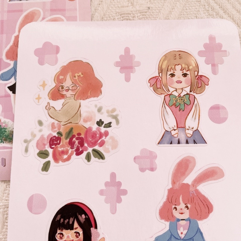 Meimei Sticker - Mei’s Collection - Set sticker cô gái xinh xắn tông hồng trang trí sổ