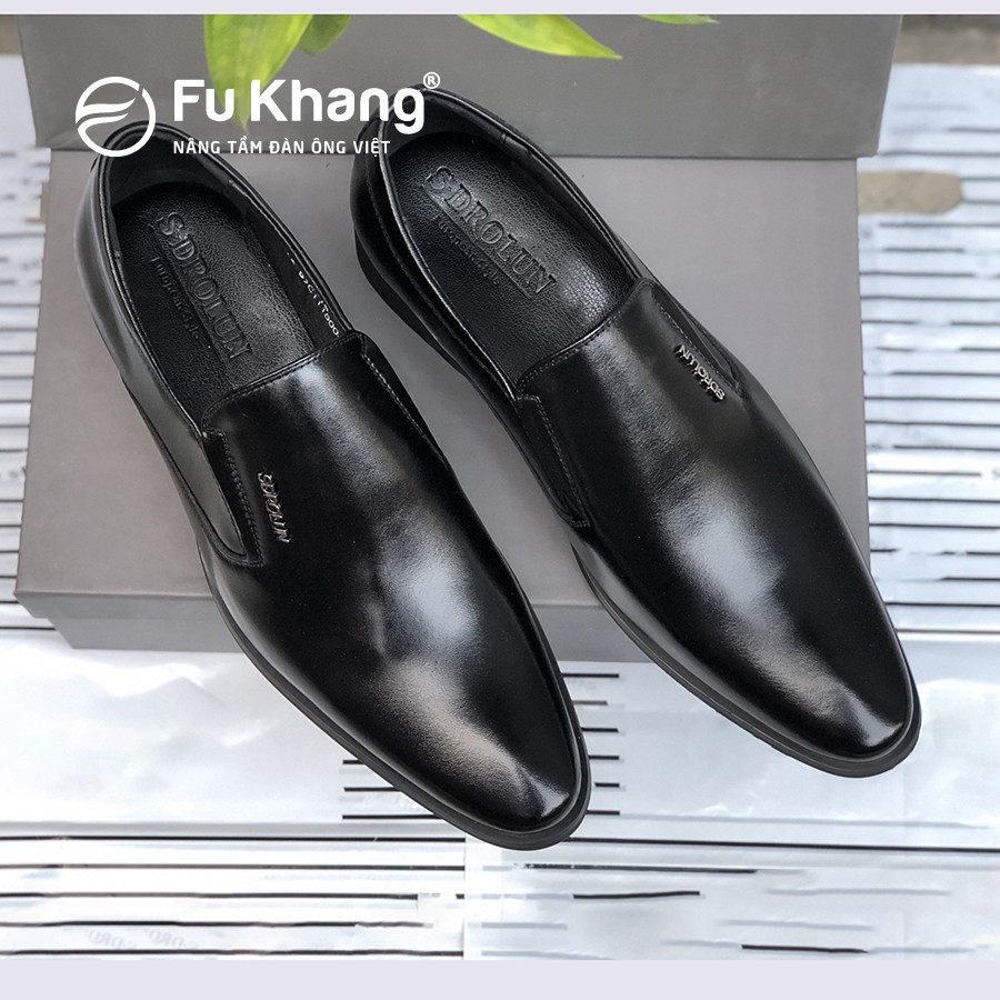 Giày tây nam đẹp kiểu dáng công sở chính hãng Fu Khang màu đen GL250N