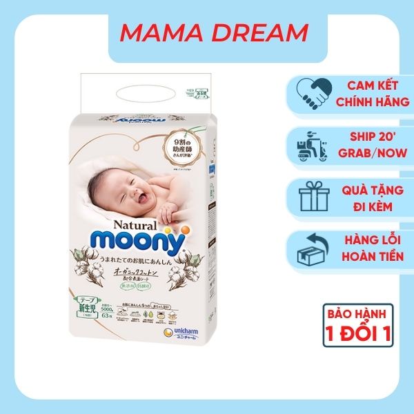 Bỉm Moony [FREESHIP] Moony Natural Nội Địa - Moony Dán/Quần Đủ Size NB63/S58/M48/L36/XL32