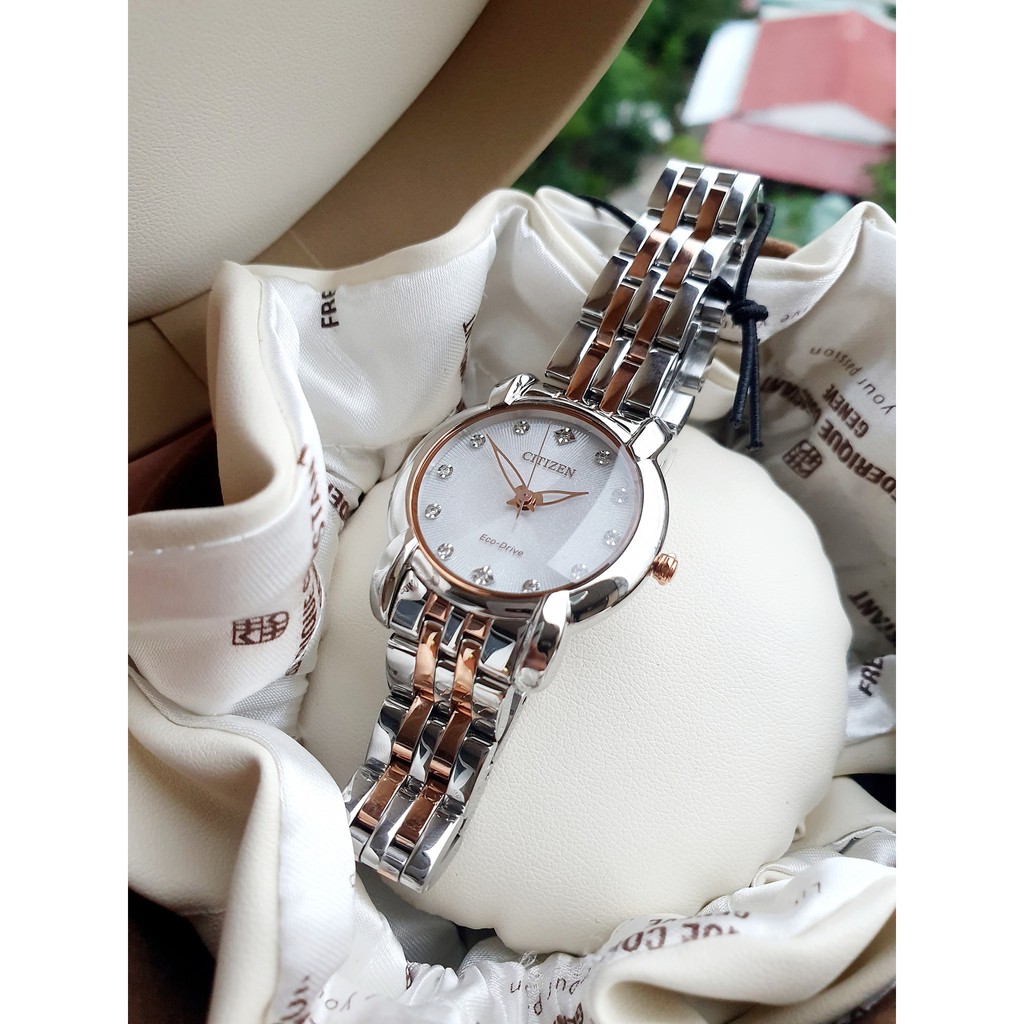Đồng hồ nữ chính hãng Citizen Eco Drive EM0716-58A - Máy Quartz pin năng lượng ánh sáng - Mặt kính sapphire