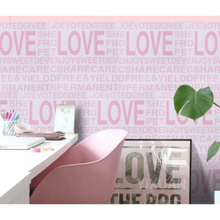 Decal dán tường chữ LOVE hồng khổ 45cm (giá bán 1m)