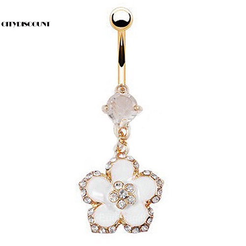 Khuyên Rốn 5 Bông Hoa Đính Đá Trong Suốt