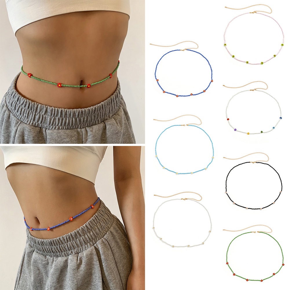 Chuỗi Hạt Đeo Hông Nhiều Màu Sắc Họa Tiết Hoa Cúc Phong Cách Bohemian Thời Trang Đi Biển Quyến Rũ Cho Nữ