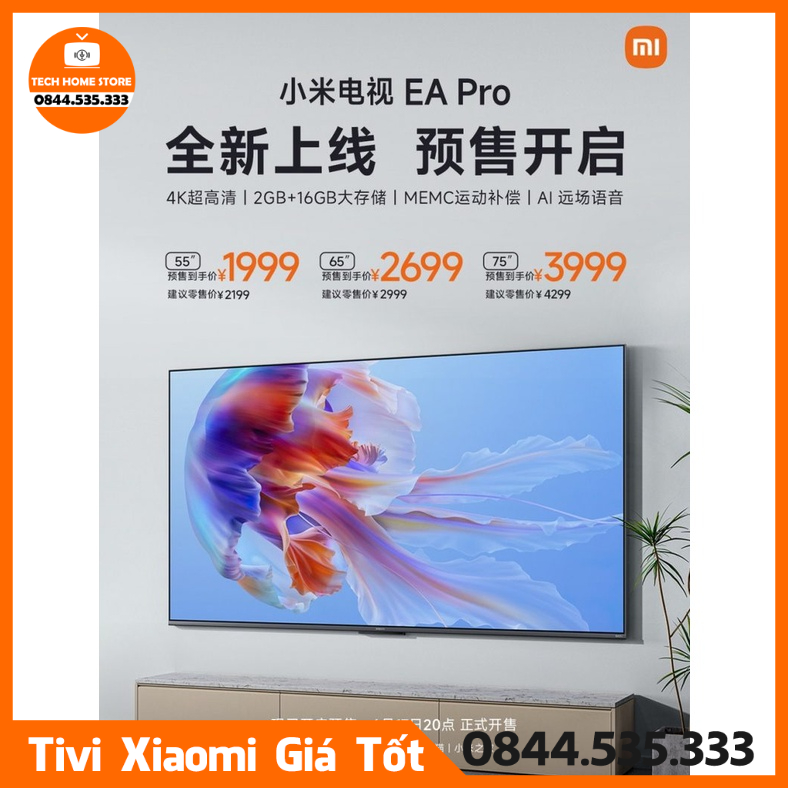 Tivi Xiaomi EA Pro 65" RAM2GB/16GB/MEMC/Ultra HD 4K