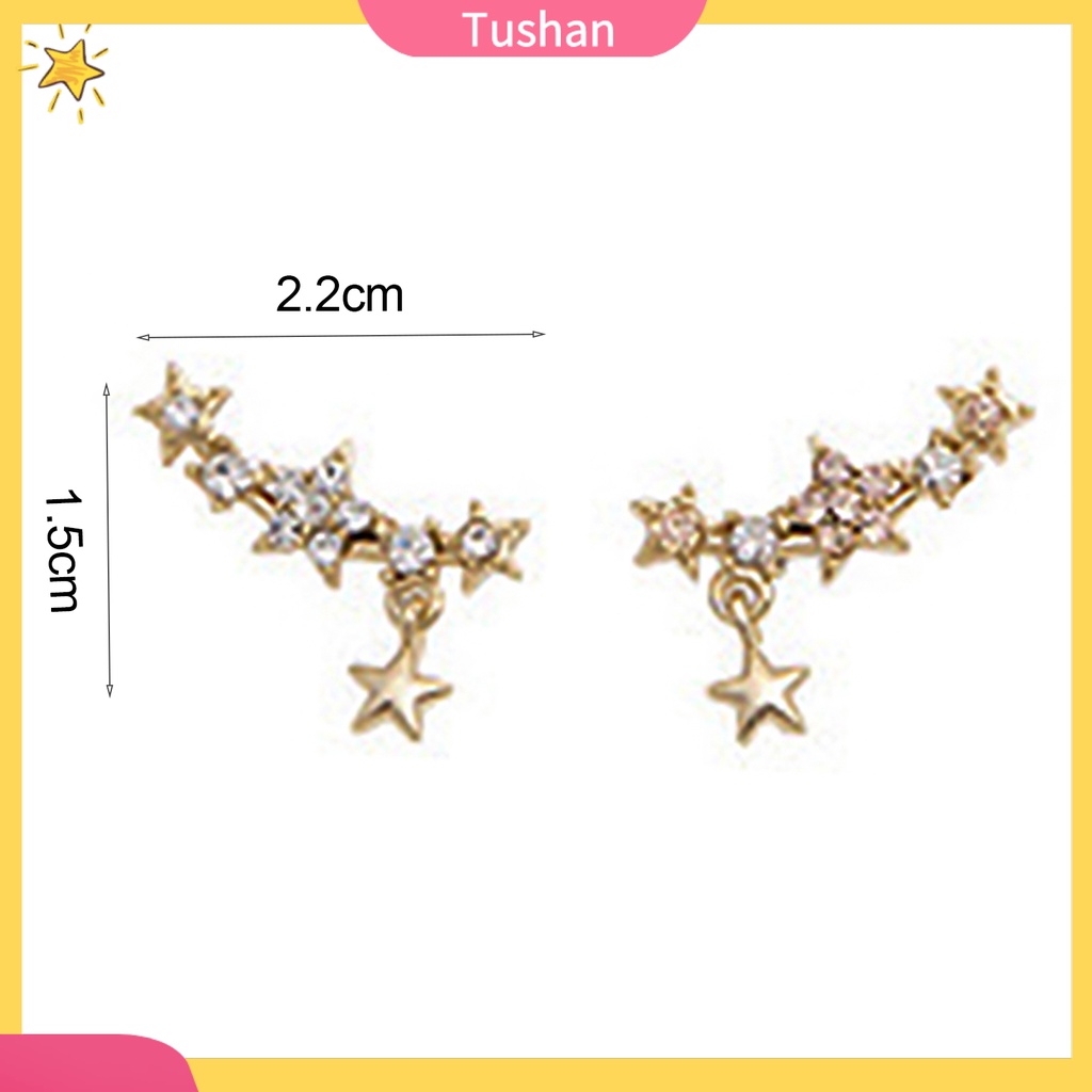 Đôi hoa tai ngôi sao 5 cánh đính đá thời trang cho nữ