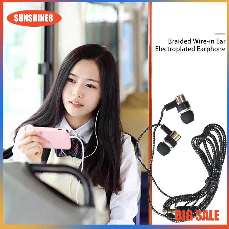 【SUN】Braided Wiring Plating Headset Line K Song Mobile Phone Mp3 Headset Universal