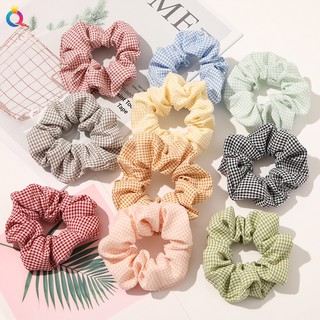 Scrunchies Dây buộc tóc vải kẻ caro Hair Ulzzang Vintage