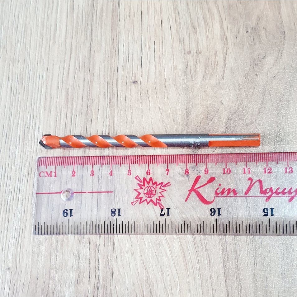 Hộp Dụng Cụ 10 Mũi Khoan Bê Tông Cùng Size 8mm Đuôi Trơn Sơn Xoắn Màu Cam