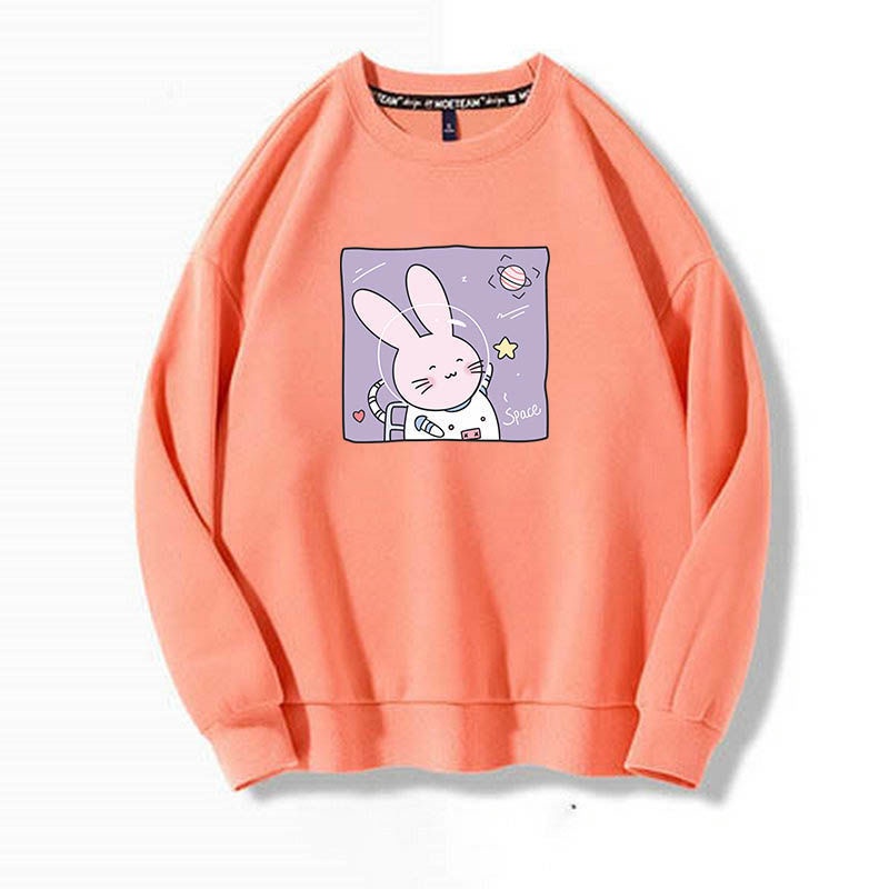 Áo Len Nữ Cổ Tròn Dài Tay Cổ Tròn Họa Tiết Anime Dày Dặn Lót Lông | BigBuy360 - bigbuy360.vn