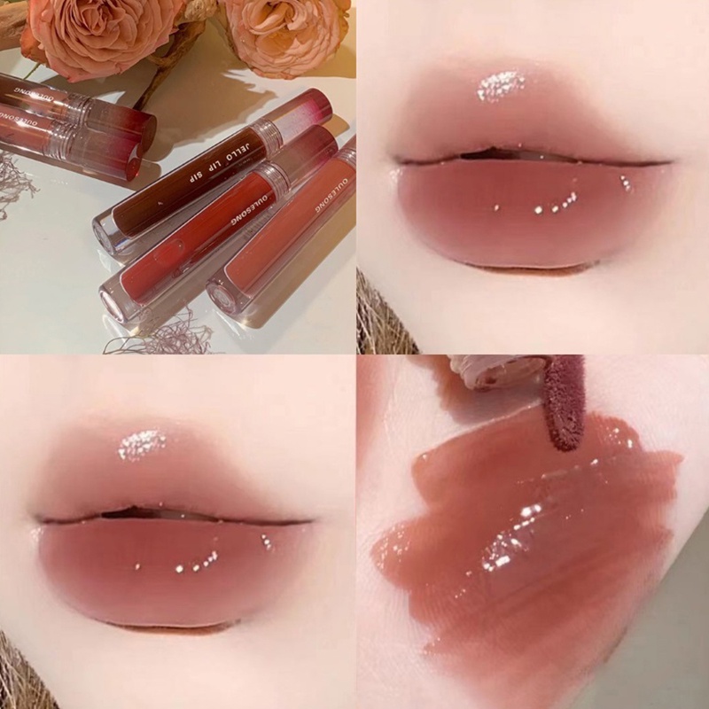 [Hàng mới về] Son bóng Oulesong màu nude nhạt mềm mượt nuôi dưỡng môi trang điểm thời trang kháng nước nước ykd