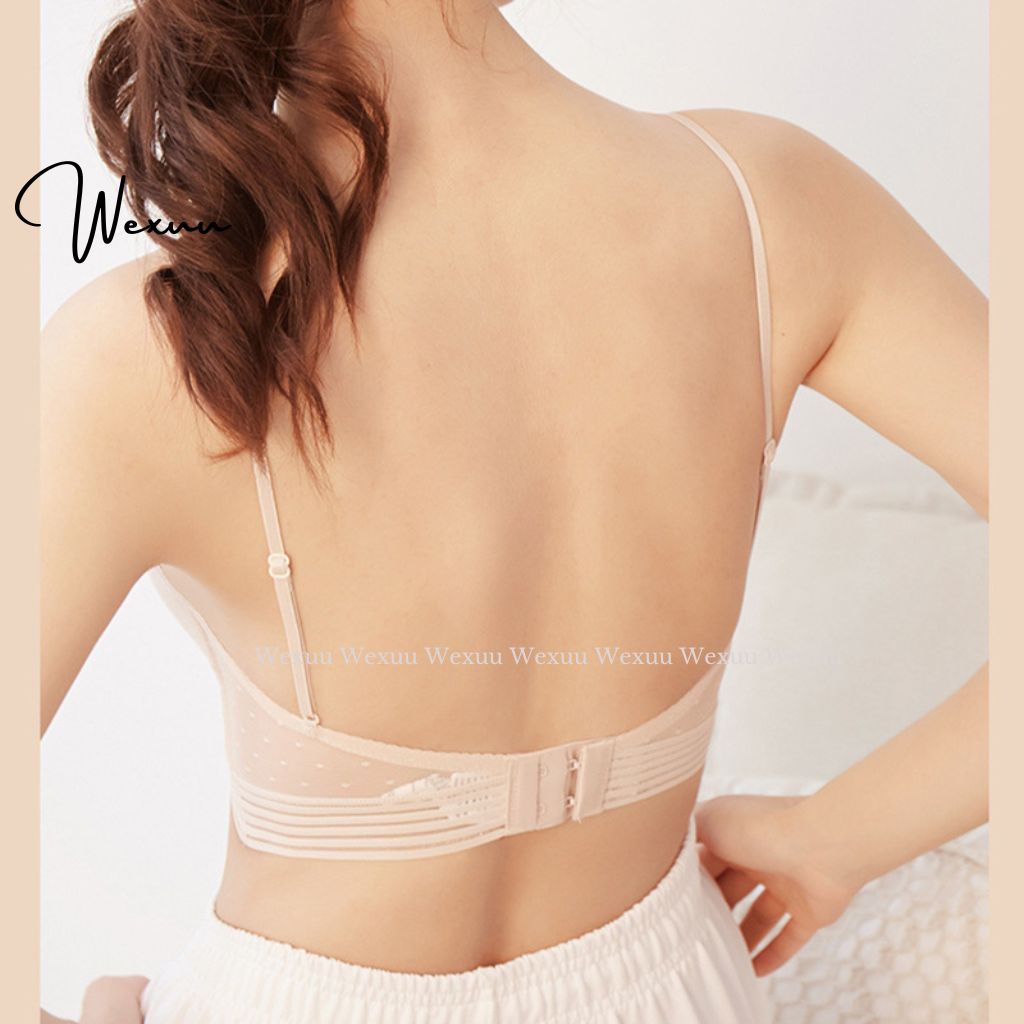 Áo bra nữ chữ U hở lưng 2 dây Wexuu Design thiết kế mút mỏng không gọng phối ren quyến rũ - AV16