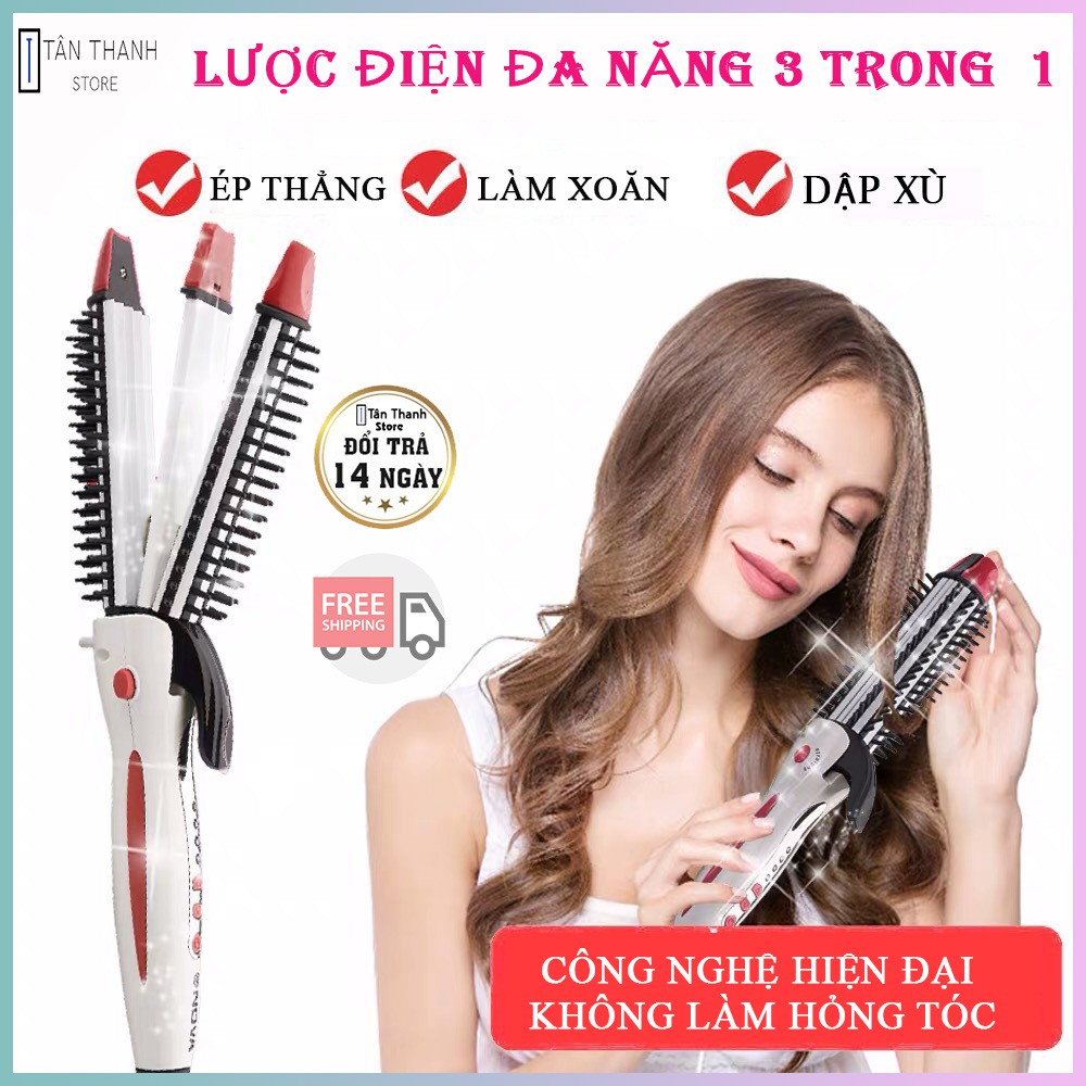 Lược Điện ❤️Máy Làm Xoăn❤️Lược Là Thẳng Tóc Nova NHC - 2088 Đa Năng 3 in 1