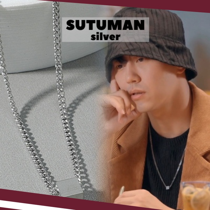 [GIAO HỎA TỐC] Dây chuyền Harajuku mặt vòng cổ hình vuông khối thương hiệu SUTUMANsilver