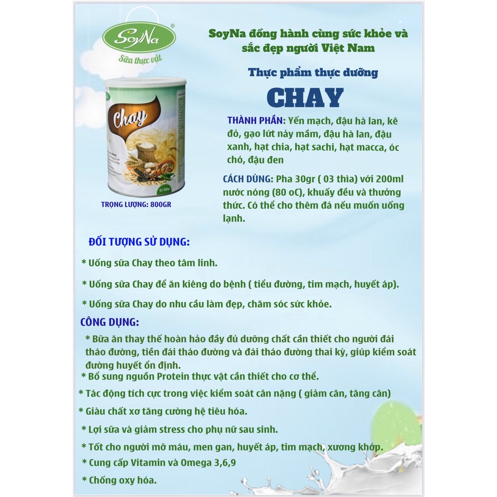 Sữa hạt thực vật chay gồm yến mạch và 10 loại hạt Soyna 800g, thay thế bữa ăn nhẹ, hỗ trợ ăn kiêng, tiểu đường, ăn chay