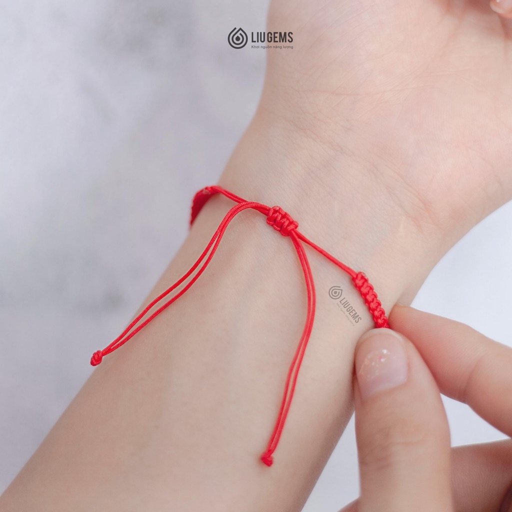 Vòng Tay Chỉ Đỏ Đính Đá Handmade Lu Thống, Đồng Điếu Phong Thuỷ Liugems, Tết Thắt Dây Rút, Mix Charm Cho Nữ CD01